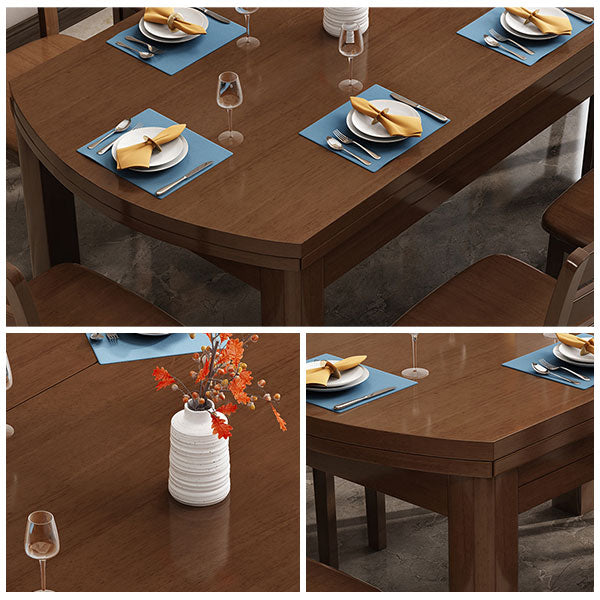 54.3''l Mesa de madera maciza moderna Mesa de comedor extensible con 4 patas Base