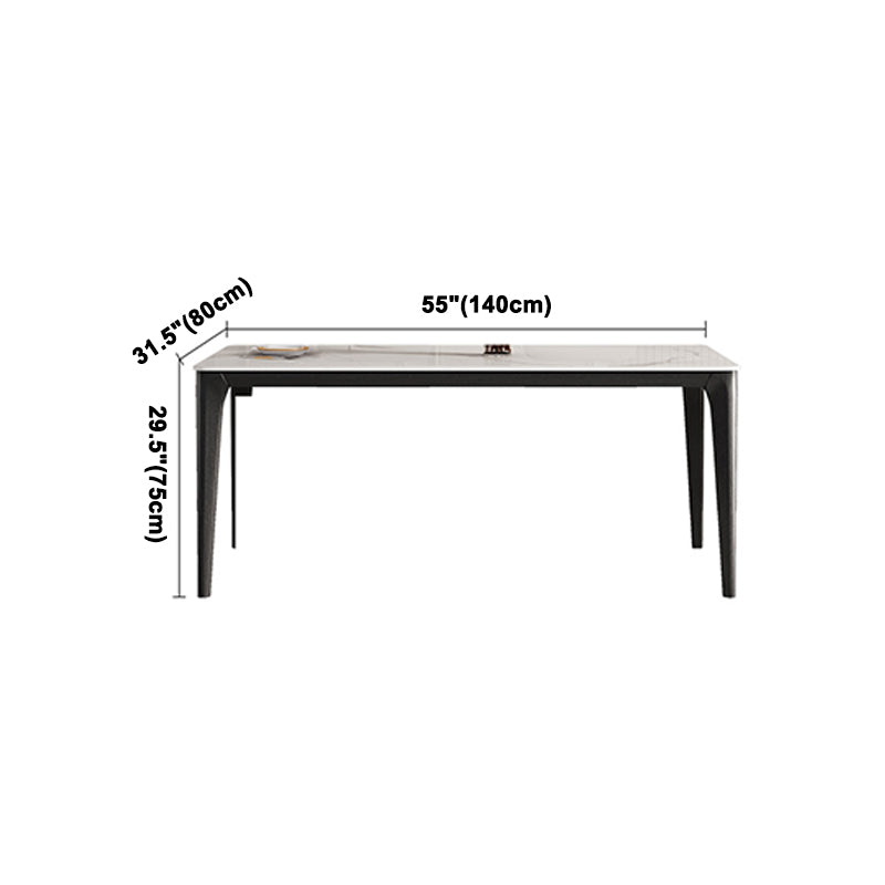 Sintered Stone White Dining Table Mid-Century Modern 4 Legs Table for Dining Room