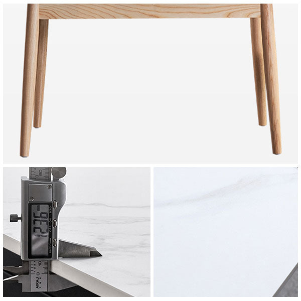 Mid-Century Rectangle White Table Sintered Stone Extendable Dining Table for Kitchen
