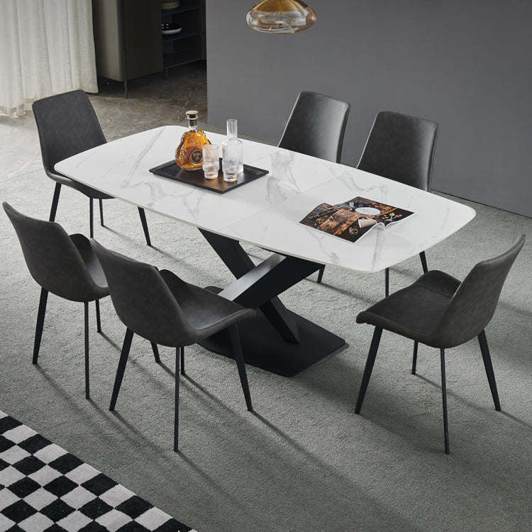 Mesa de comedor rectangular colección de comedor de piedra contemporánea con pedestal