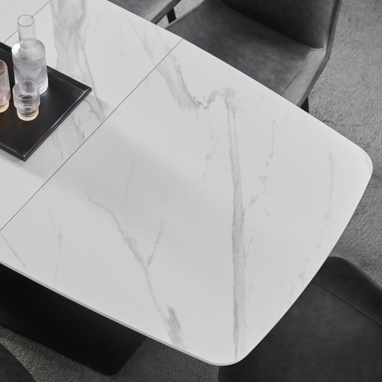 Mesa de comedor rectangular colección de comedor de piedra contemporánea con pedestal