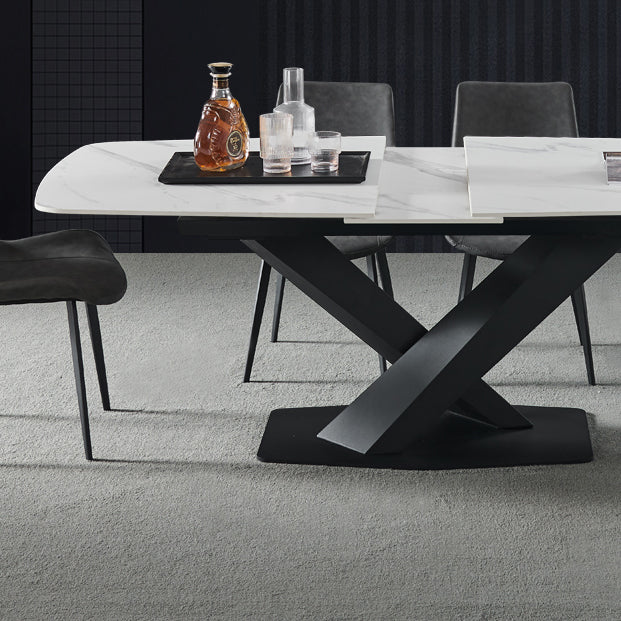 Mesa de comedor rectangular colección de comedor de piedra contemporánea con pedestal