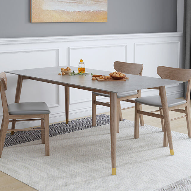 Rectangle Grey Tone Dining Table Sintered Stone Table Luxury Style with 4 Legs