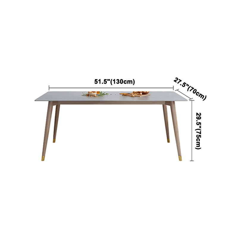Rectangle Grey Tone Dining Table Sintered Stone Table Luxury Style with 4 Legs