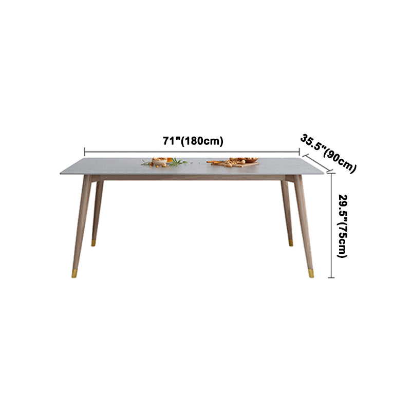 Rectangle Grey Tone Dining Table Sintered Stone Table Luxury Style with 4 Legs