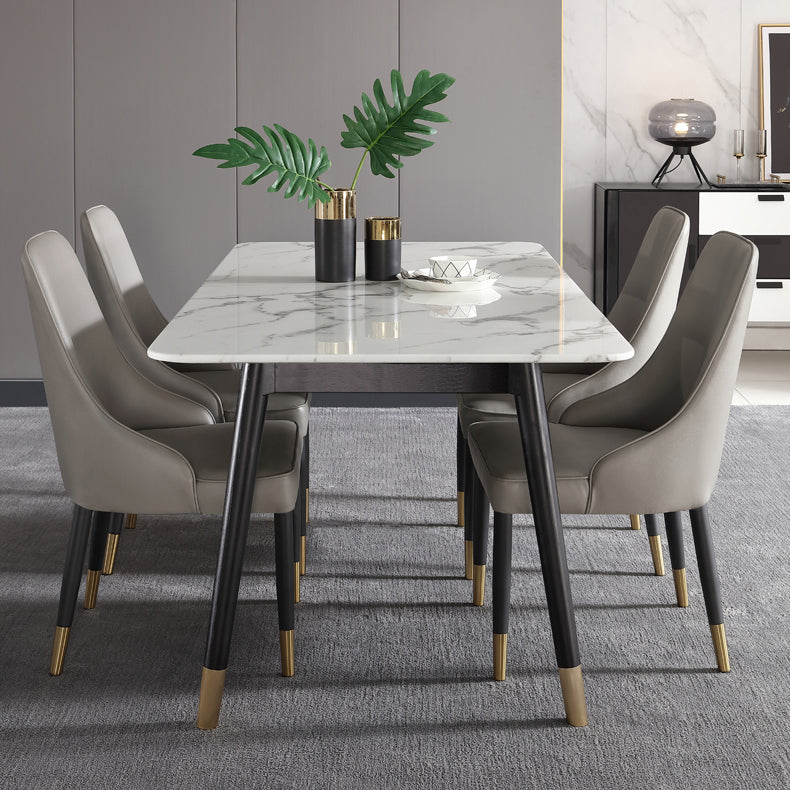 Mesa de comedor de lujo de mármol, mesa rectangular con base de 4 patas para el hogar
