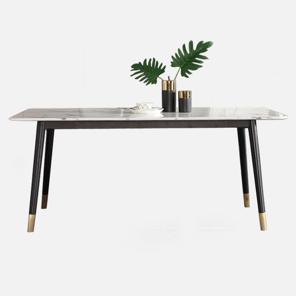 Mesa de comedor de lujo de mármol, mesa rectangular con base de 4 patas para el hogar