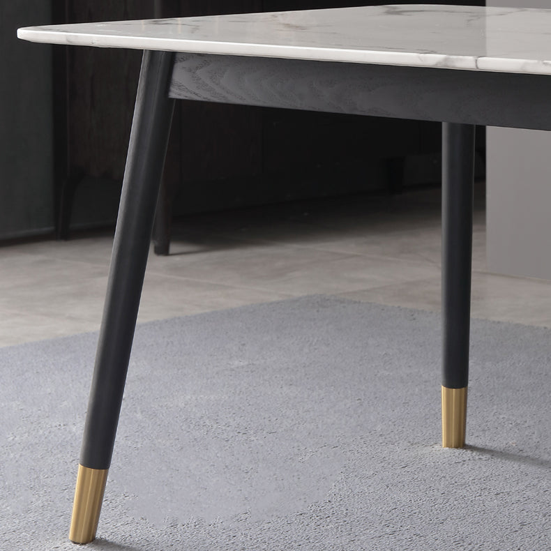 Mesa de comedor de lujo de mármol, mesa rectangular con base de 4 patas para el hogar