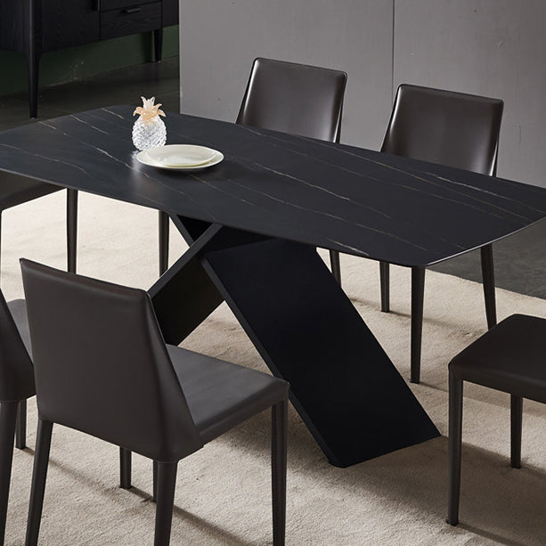 Contemporary Rectangle Dining Table Double Pedestal Furniture for Dining Room