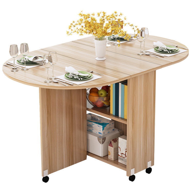 Mid-Century Modern Dining Table Wood Drop-Leaf Home Use Dining Table