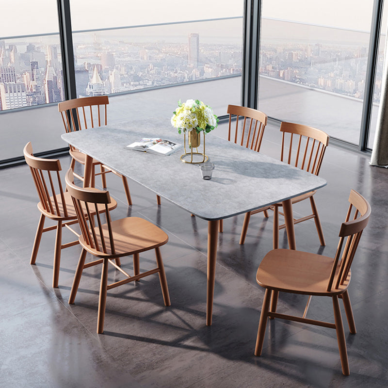 Rectangle Modern Dining Table Four-Color Fixed Table with Sintered Stone