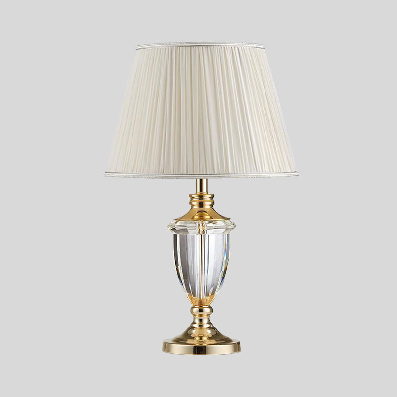 1 Head Study Task Lamp Modern White Reading Book Light with Conical Fabric Shade