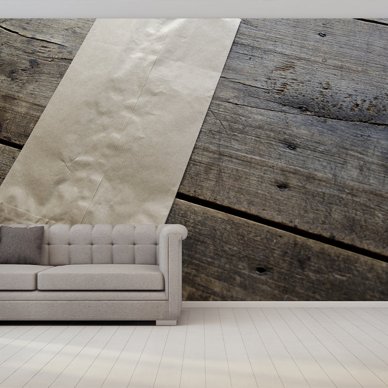 Wood Grain Industrial Style Mural for Dining Room, Personalized Size Available