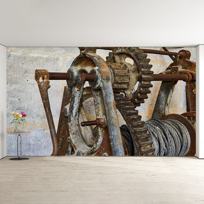 Stain Resistant Industrial Style Mural Wallpaper Metal Decorative Wall Art