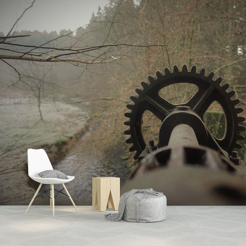 Mildew Resistant Industrial Metal Mural Wallpaper Decorative Wall Covering