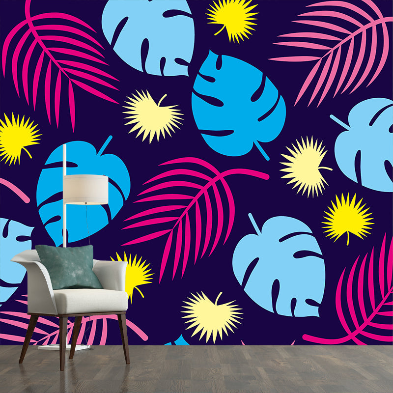 Mildew Resistant Tropical Plant Mural Wallpaper Decorative Wall Art for Bedroom