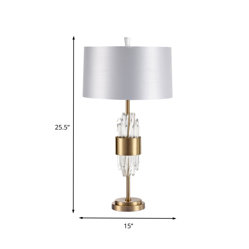 1 Glühbirnen Esszimmer Schreibtisch Lampe Modernes weißes Tischlicht mit zylindrischem Stofffarbe