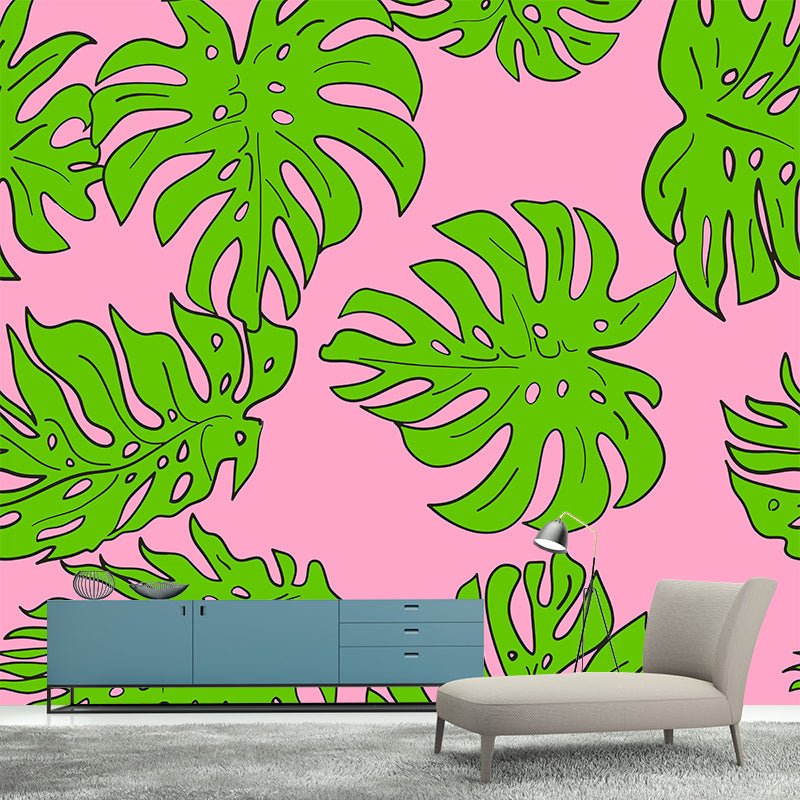 Mildew Resistant Tropical Plant Mural Wallpaper Decorative Wall Art for Decoration