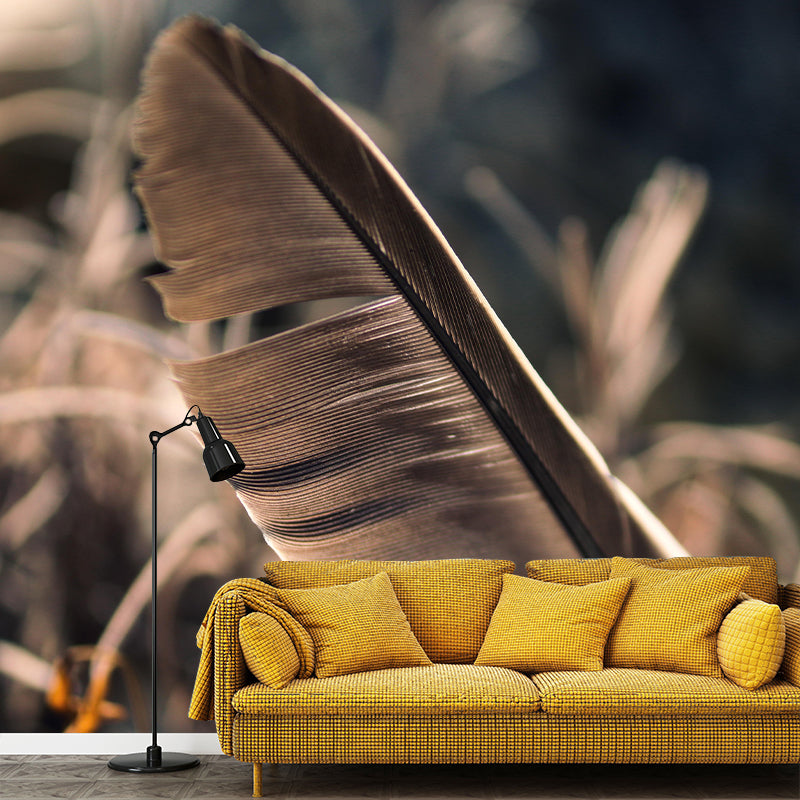 Stain Resistant Bird Feather Mural Wallpaper Decorative Wall Art above Bed