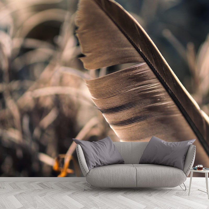 Stain Resistant Bird Feather Mural Wallpaper Decorative Wall Art above Bed