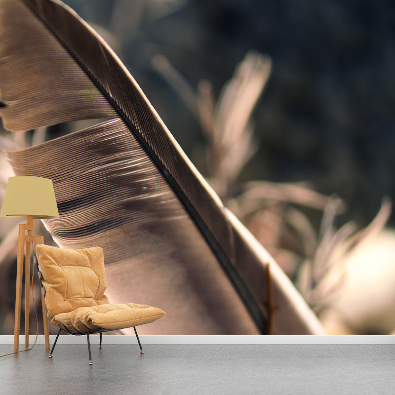 Stain Resistant Bird Feather Mural Wallpaper Decorative Wall Art above Bed