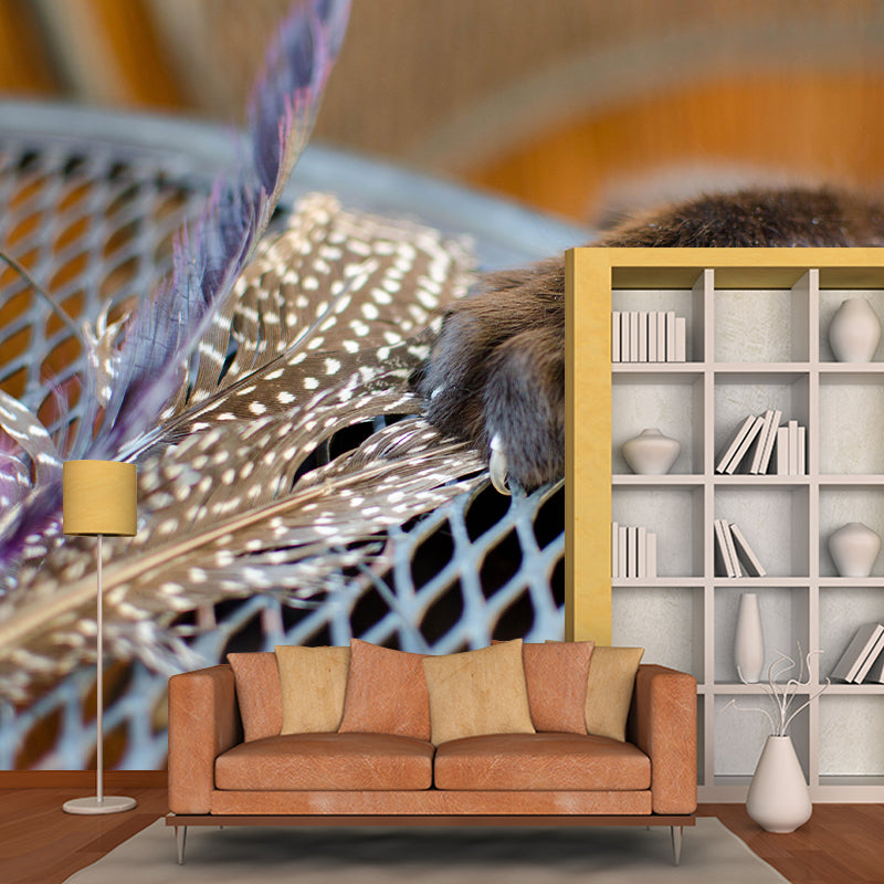 Mildew Resistant Bird Feather Mural Wallpaper Decorative Wall Art for Room