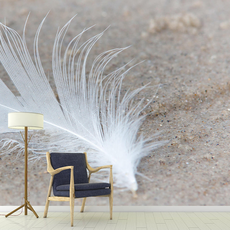 Bird Feather Mildew Resistant Mural Wallpaper Decorative Wall Art for Home Decor