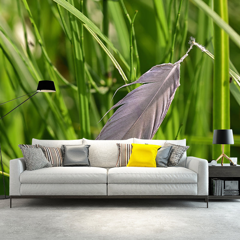 Mildew Resistant Feather Mural Wallpaper Decorative Wall Art for Bedroom