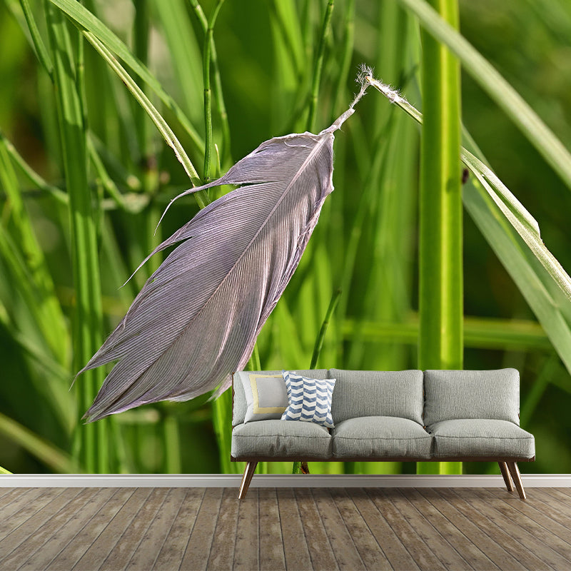 Mildew Resistant Feather Mural Wallpaper Decorative Wall Art for Bedroom
