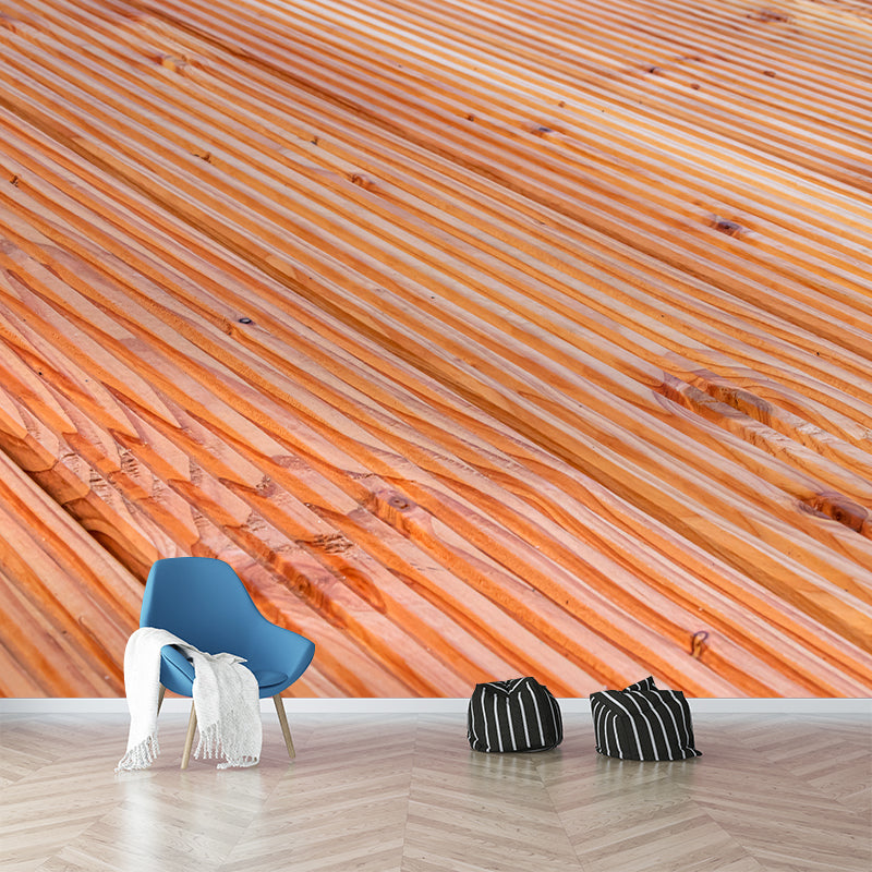 Wooden Photo Removable Mural Wallpaper Moisture Resistant for Guest Room