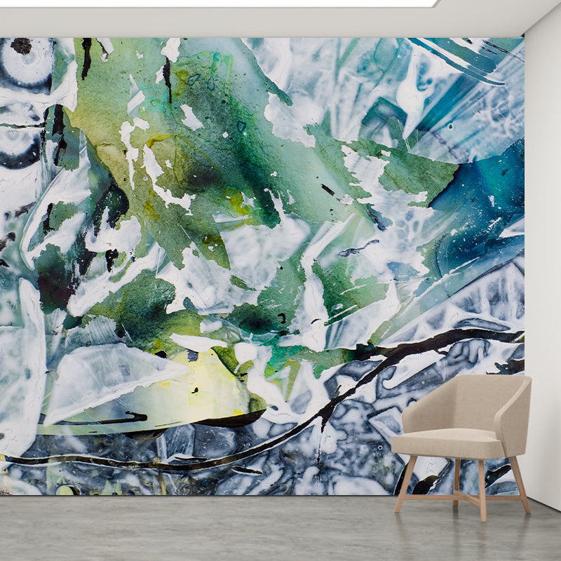 Modern Style Watercolor Abstract Mural Stain-Resistant Wall Decor for Guest Room