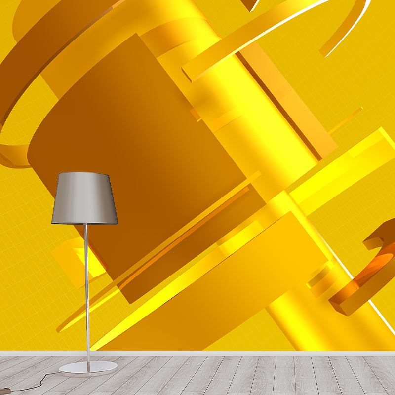 Gearwheel Illustration Mural Moisture Resistant Wall Decor for House Interior