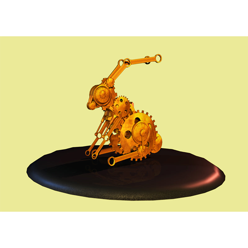 Gearwheel Illustration Mural Moisture Resistant Wall Decor for House Interior