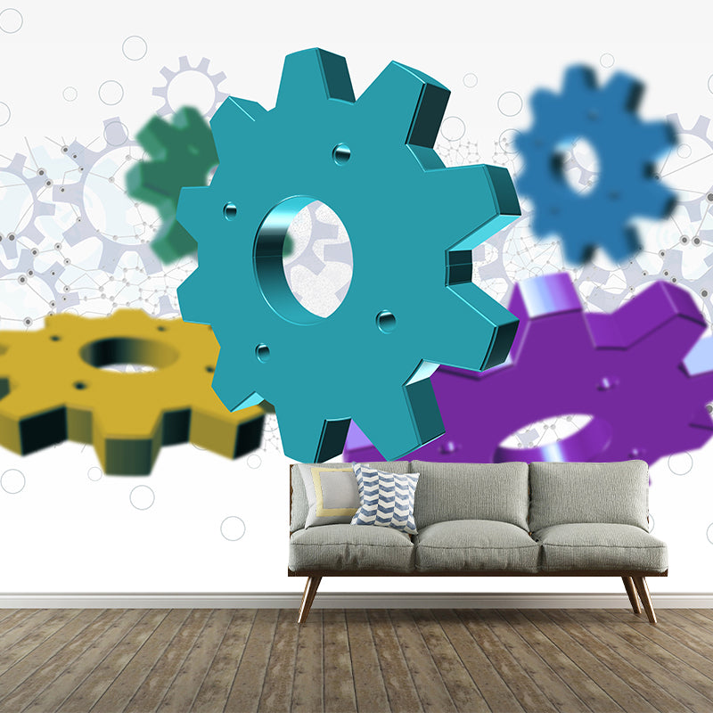 Industrial Style Gearwheel Mural for Living Room Bedroom, Removable, Customized Size