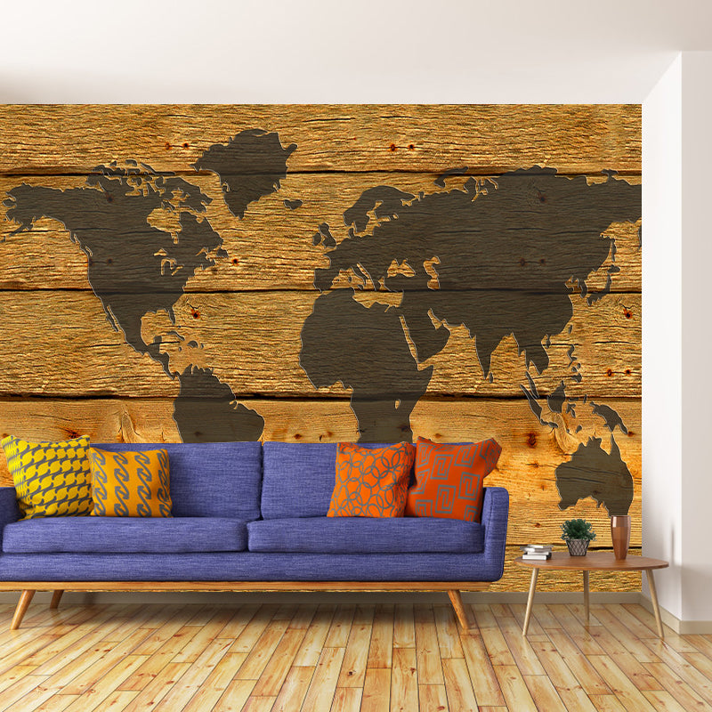World Map Contemporary Wall Art Waterproofing Mural Wallpaper for Living Room