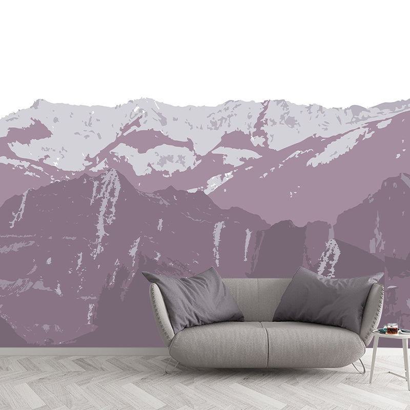 Mountain Illustration Mural Moisture Resistant Wall Decor for House Interior