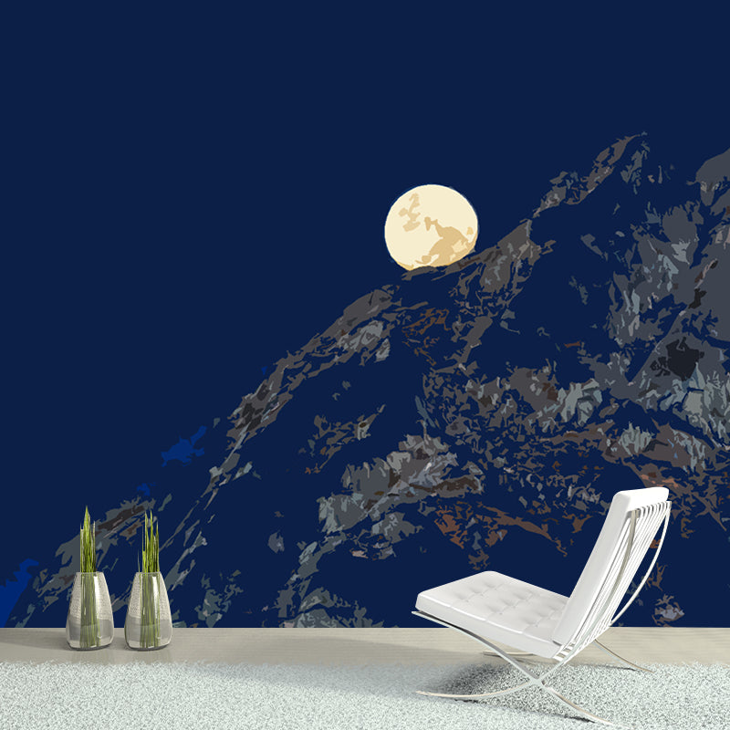 Mountain Illustration Mural Moisture Resistant Wall Decor for House Interior