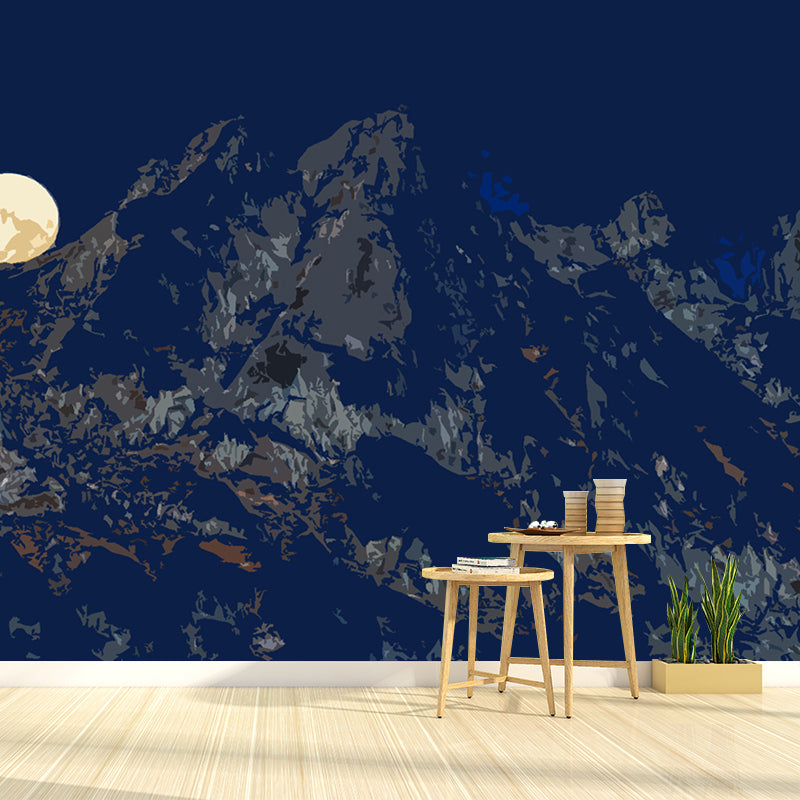 Mountain Illustration Mural Moisture Resistant Wall Decor for House Interior
