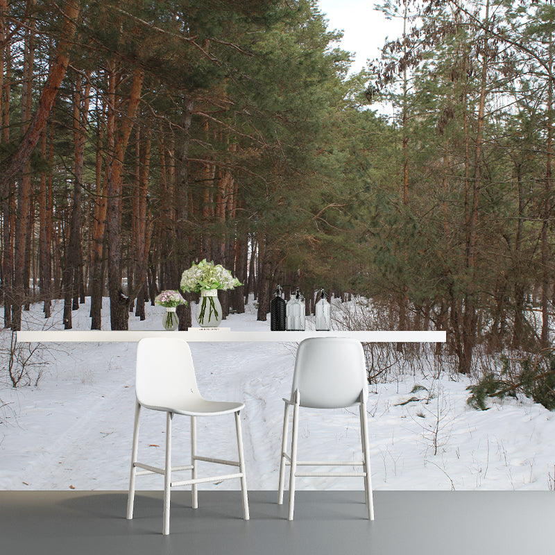 Pine Forest Landscape Wall Murals Moisture Resistant Wall Decor for Sleeping Room