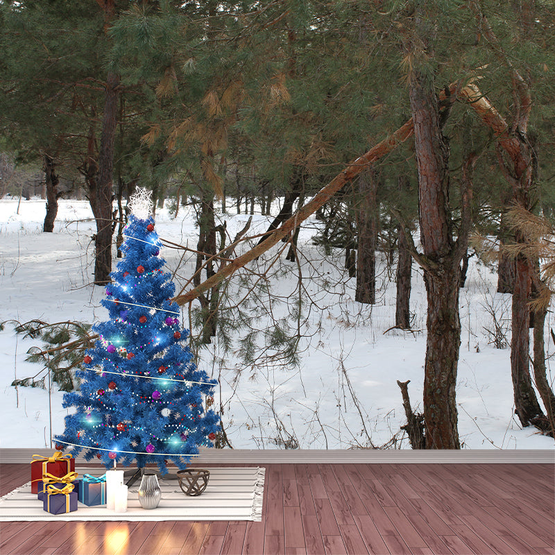 Pine Forest Landscape Wall Murals Moisture Resistant Wall Decor for Sleeping Room