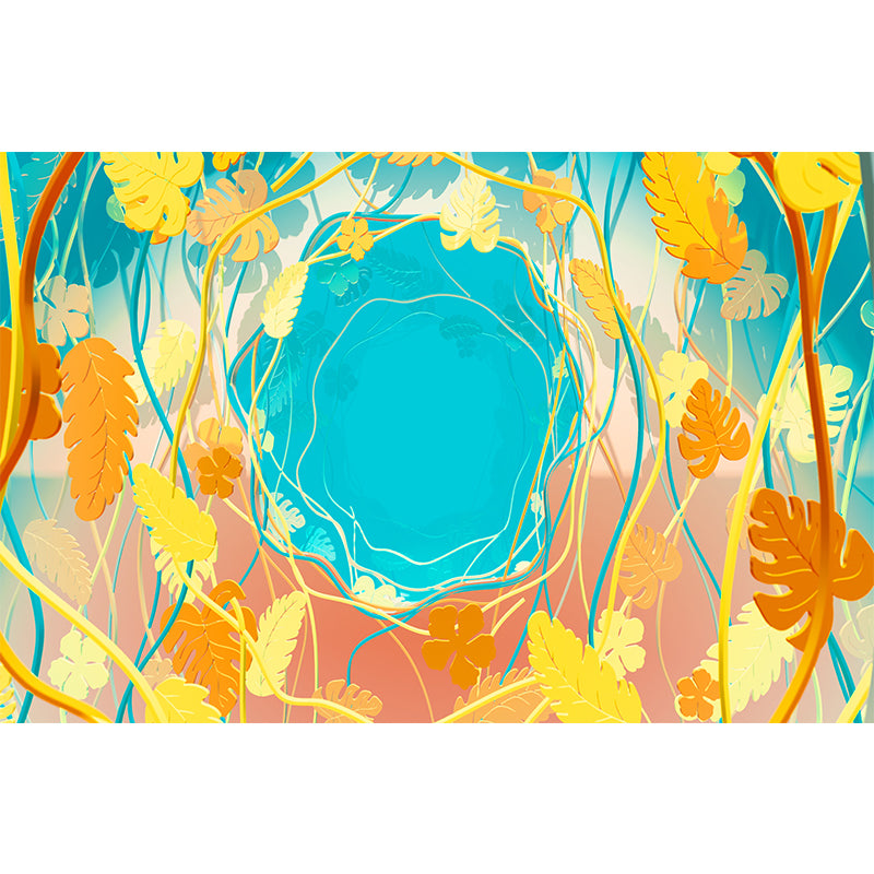 Tropical Mural Personalized Size Wall Covering for Sleeping Room, Water Resistant