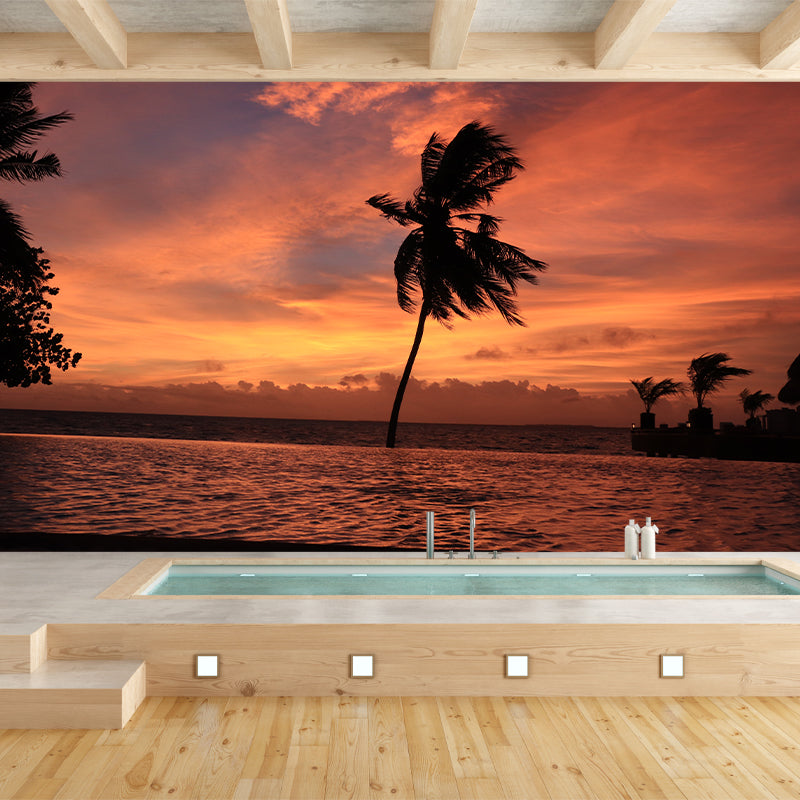 Tropical Tree Landscape Wall Murals Moisture Resistant Wall Decor for Sleeping Room
