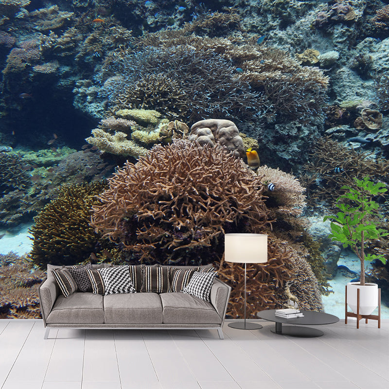 Seabed Mural Wallpaper Tropical Beach Style Mildew Resistant for Living Room