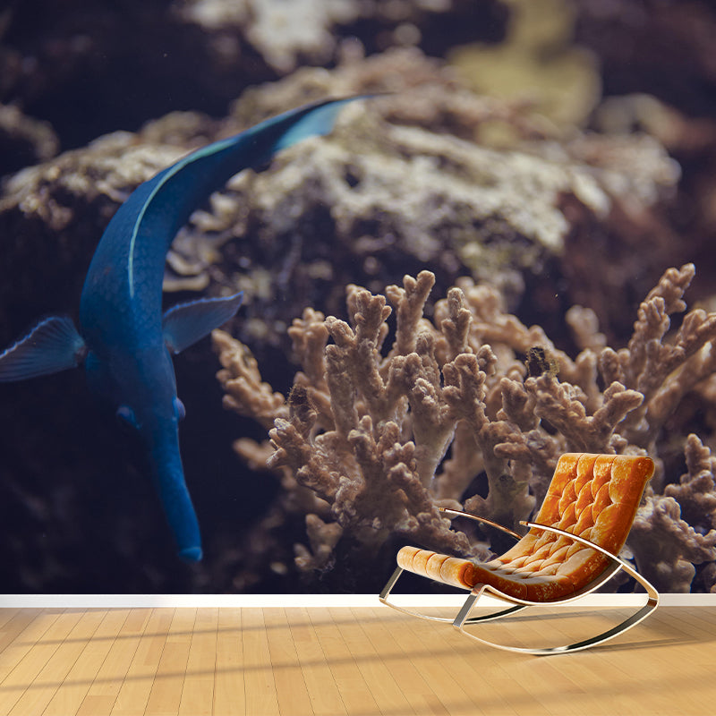 Seabed Wall Mural Wallpaper Tropical Beach Style Mildew Resistant for Bathroom