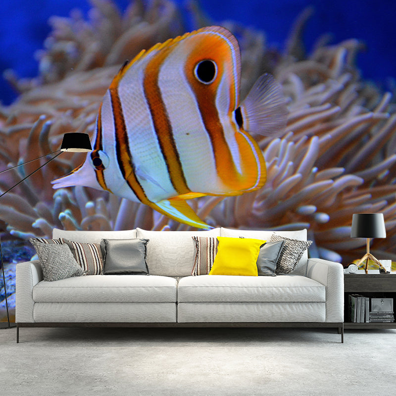 Seabed Mural Wallpaper Tropical Beach Mildew Resistant for Living Room