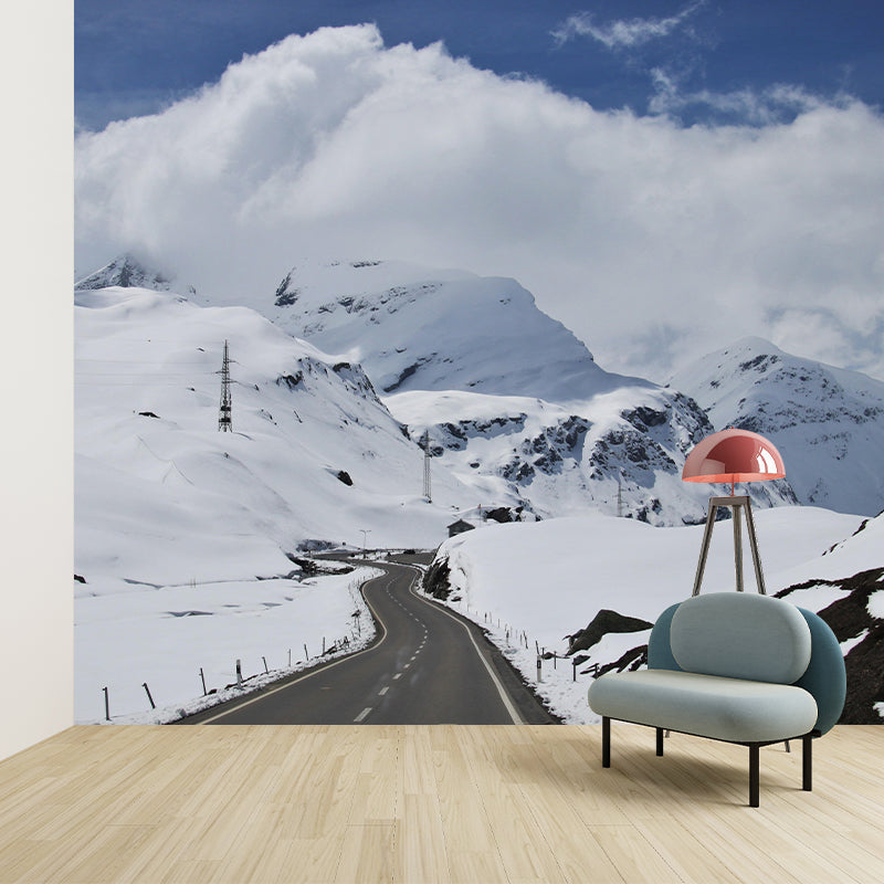 Large Mountain Mural Wallpaper Modern Style Mildew Resistant for Accent Wall