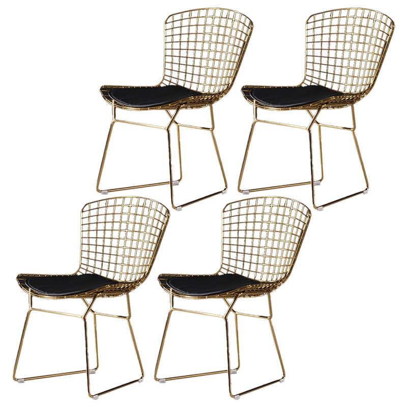 Chaise d'appoint de salle à manger en métal Glam, chaise rembourrée sans accoudoirs à dossier croisé pour salle à manger