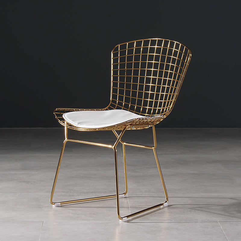 Chaise d'appoint de salle à manger en métal Glam, chaise rembourrée sans accoudoirs à dossier croisé pour salle à manger