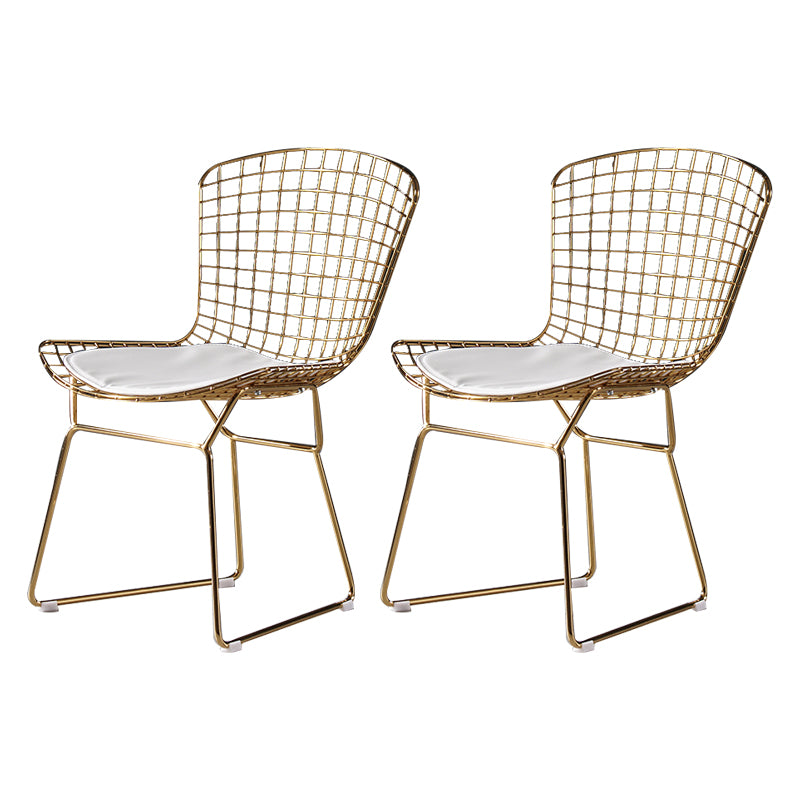 Chaise d'appoint de salle à manger en métal Glam, chaise rembourrée sans accoudoirs à dossier croisé pour salle à manger