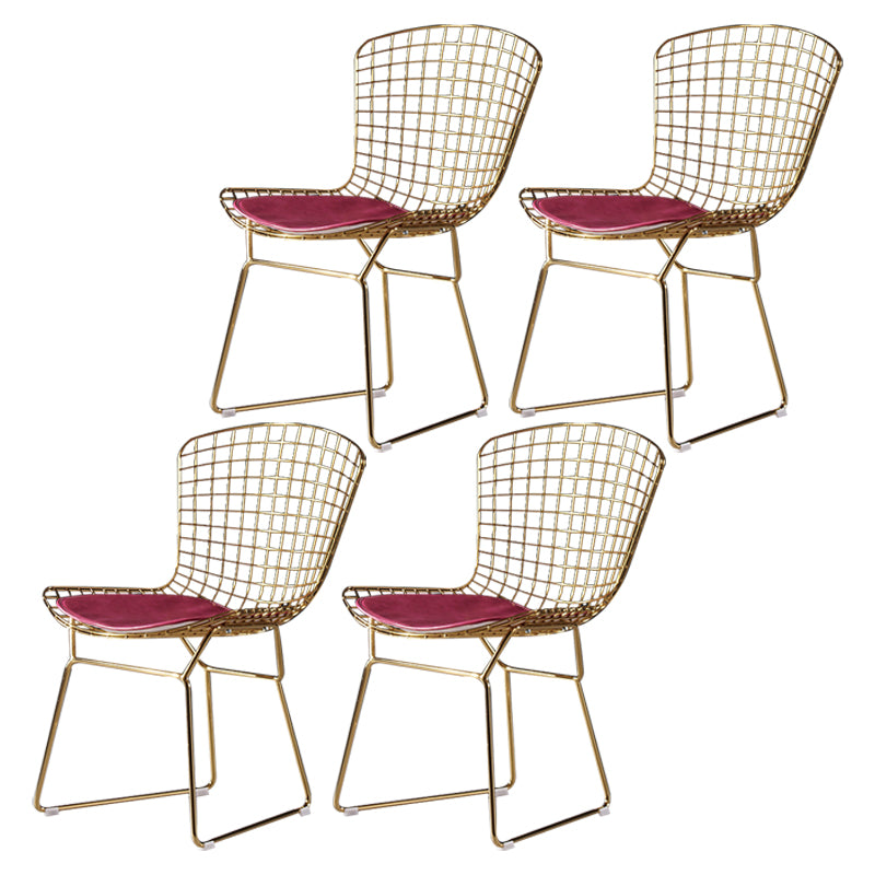 Chaise d'appoint de salle à manger en métal Glam, chaise rembourrée sans accoudoirs à dossier croisé pour salle à manger